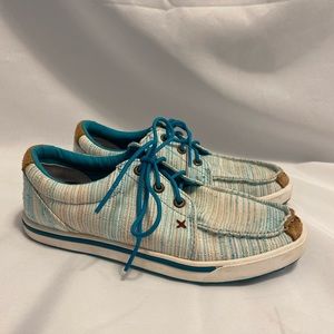 Twisted X Loper Blue Watercolor Stripe Lace Up Shoes Women’s Size 6.5